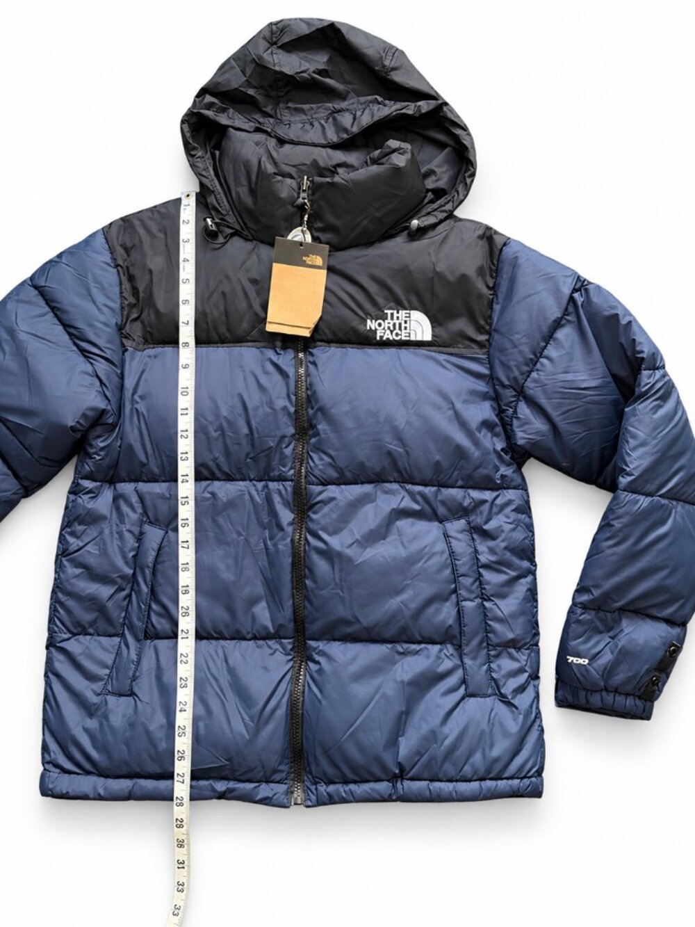 The North Face 700 Down Hooded Puffer Jacket Navy Black Men L NWT - Picture 2 of 7
